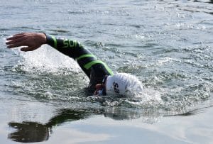 Swimmer in open water